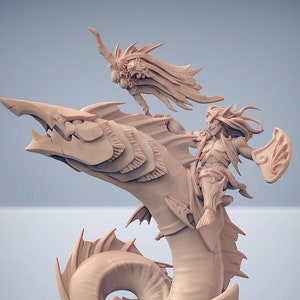 Triton Eel Rider A Premium dnd Miniature Mini Fishfolk | Resin 3D Printed | 28mm 32mm to 100mm | 30314