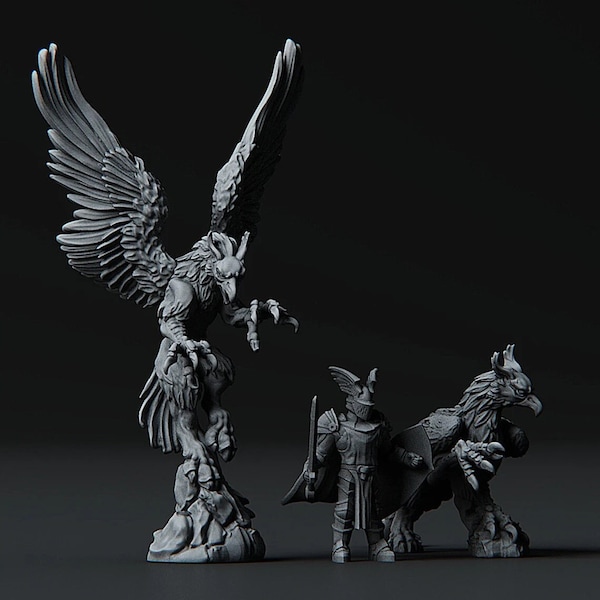 Attaquer Griffon Griffon Griffon | Miniatures de table fantastiques imprimées en 3D de qualité supérieure 28 mm 32 mm à 100 mm | mdn 20369