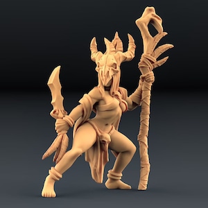 Witch Sorceress v3 | Premium 3D Printed Fantasy Tabletop Miniatures 28mm 32mm up to 100mm |  dnd  20732_C