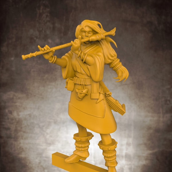 Vrouwelijke Bard | Premium 3D-geprinte Fantasy Tafelblad Miniaturen 28mm 32mm tot 100mm |  DND 20332