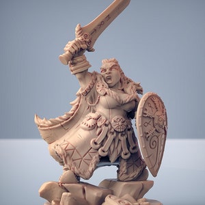 Female Dwarf Cleric Premium dnd Miniature Mini 28mm 32mm to 100mm  | Barbarian Fighter Warrior | Resin 3D Printed | 30131