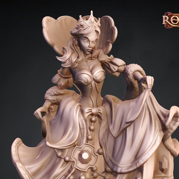 Royal Maiden Premium dnd Miniatur Mini | Geschliffen & Grundiert | 28mm 32mm auf 100mm | Harz 3D Gedruckt | 42022