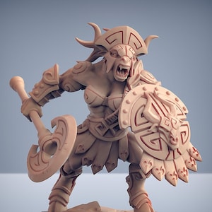 Minotaur Barbarian D2 Premium dnd Miniature Mini | 28mm 32mm up to 100mm | Resin 3D Printed | 30185_B