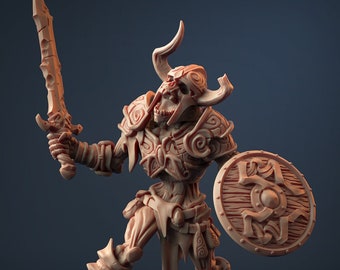 Skeleton Fighter v2 DnD Miniatures compatible with 28mm 32mm fantasy minis | 30109