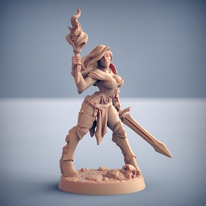 Female Barbarian Warrior Fighter | Premium 3D Printed Female Tabletop Miniature 28mm to 100mm | dnd   and Dragon | 20879