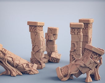 Temple Ruins Pillars Columns Premium dnd Miniature Scatter Terrain | Sanded & Primed | Resin 3D Printed | 30394