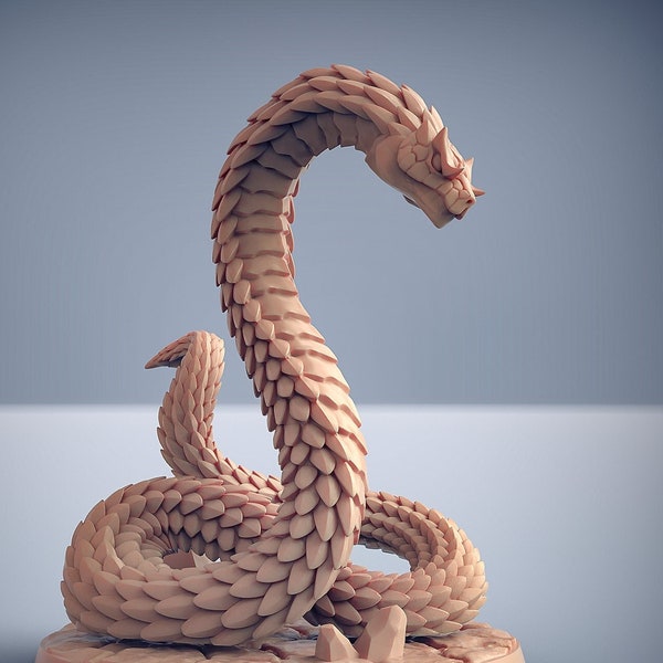 Snake Serpent B Premium dnd Miniatuur Mini Giant Snake | Geschuurd en gegrond | Hars 3D Geprint | 28 mm 32 mm tot 100 mm | 30278