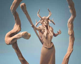 Vrouwelijke druïde-dryad DnD-miniaturen compatibel met fantasieminiaturen van 28 mm en 32 mm | 30555