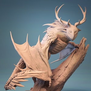 Kipir Kipine Flying Owl bear v2 Premium dnd Miniature Mini | Resin 3D Printed | 28mm 32mm to 100mm | 30557