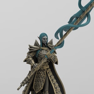 Female Elf Paladin Knight v7 Premium dnd Miniature Mini Fighter Warrior | Resin 3D Printed | 28mm 32mm 100mm | 43129