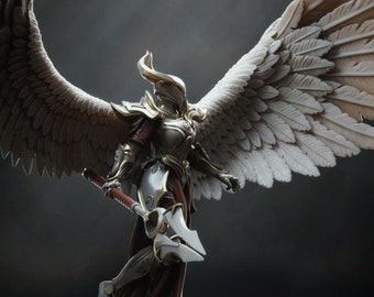 Aasimar Paladin Angel DnD miniatures compatible with 28mm 32mm tabletop fantasy minis | 44350