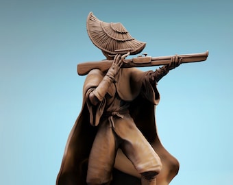 Female Ranger Gunslinger v7 DnD miniatures compatible with 28mm 32mm fantasy minis | 43416