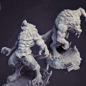 Werewolf Miniature Premium dnd Miniature Mini | 28mm 32mm to 100mm | Resin 3D Printed | 41632_33