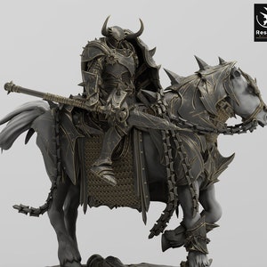 Knight Cleric Paladin Rider Commander v4 Premium dnd Miniature Mini Warrior | Resin 3D Printed | 28mm 32mm 100mm | 44460