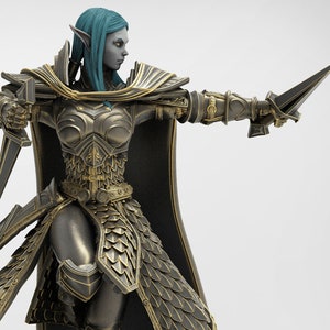 Female Elf Paladin Knight v8 Premium dnd Miniature Mini Fighter Warrior | Resin 3D Printed | 28mm 32mm 100mm | 43130