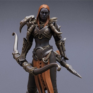 Female Cleric Paladin Knight v3 Premium dnd Miniature Mini Fighter Warrior | Resin 3D Printed | 28mm 32mm 100mm | 43051