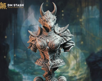 Dragonborn Paladin Bust DnD-miniaturen compatibel met 28 mm 32 mm fantasymini's | 50102