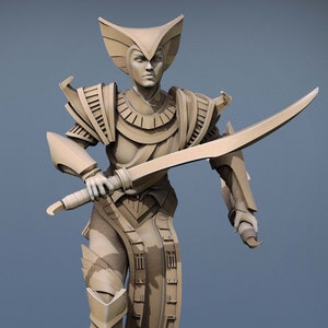 Egyptian Female Guard Pin Up v8 Premium dnd Miniature Mini Figure Figurine | 28mm 32mm to 100mm | Resin 3D Printed | 43672