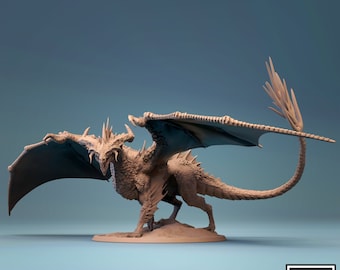 Miniaturas de DnD de dragón negro adulto antiguo compatibles con miniaturas de fantasía de 28 mm y 32 mm / 20951