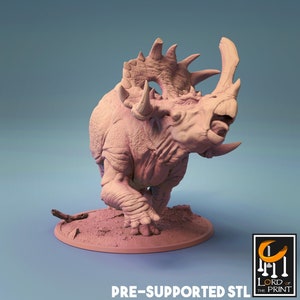Triceratops | Premium 3D Printed Fantasy Tabletop Miniatures 28mm 32mm up to 100mm |  dnd  20929