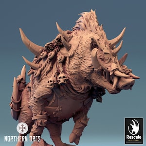 Boar Armored Miniature Saddle v1 Premium dnd Miniature Mini | Resin 3D Printed | 28mm 32mm up to 100mm | 44579