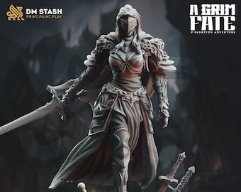 Female Paladin Knight Cleric v2 Premium dnd Miniature Mini Warrior | Resin 3D Printed | 28mm 32mm up to 100mm | 50049