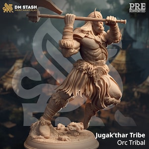 Half Orc Barbarian v3 Premium dnd Miniature Mini | Resin 3D Printed | 28mm 32mm up to 100mm | 50137