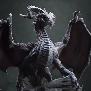 Miniatury DnD Ancient Black Dragon kompatybilne z figurkami fantasy o wymiarach 28 mm i 32 mm | 20952