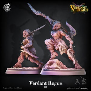 Verdant Female Rogue Premium dnd Miniature Mini | 28mm 32mm to 100mm | Resin 3D Printed | 41475_76