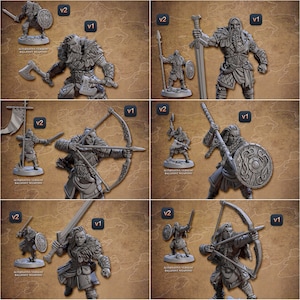 6x Paquete de bárbaros vikingos premium DND Mini Figura Set / Paladín Arquero Explorador / 28 mm 32 mm a 100 mm / 30670_75