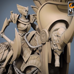 Egyptian Female Rider v10 Pin Up  Premium dnd Miniature Mini Figure Figurine | 28mm 32mm 100mm | Resin 3D Printed | 43715