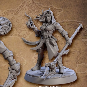 Female Tiefling Druid Warlock Premium dnd Miniature Mini 28mm 32mm | Devil Demon Fighter Mage Fire Wizard | Resin 3D Printed | 30075