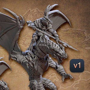Dragonborn Paladin Dragon Rider A Premium dnd Miniature Mini | Resin 3D Printed | 28mm 32mm to 100mm | 30638