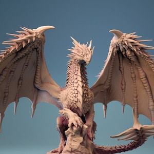 Antiker roter Drache v2 Premium Fantasy und Miniatur Mini Figur Figur Statue | Geschliffen & Grundiert | Harz 3D Gedruckt | 30622