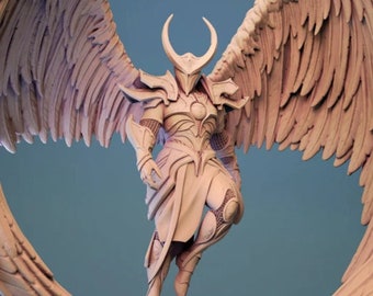 Aasimar Fallen Angel Premium dnd Miniature Mini | Archangel Celestial | Resin 3D Printed | Sanded & Primed | 30207