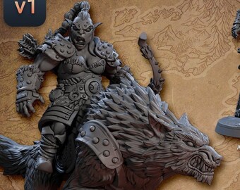 Orc Rider Archer Ranger D DnD Miniatures compatible with 28mm 32mm fantasy minis | 30225