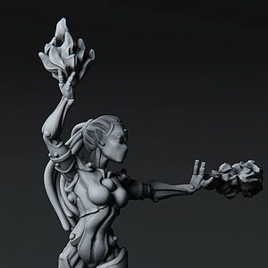 Warforged Female Sorcerer dnd Miniature Mini | 28 mm 32 mm tot 100 mm | 60022