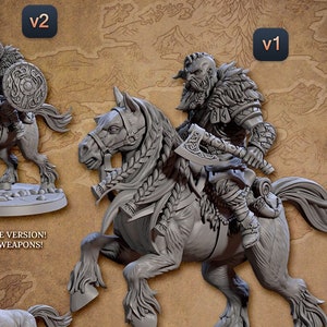 Viking Barbarian Rider A Premium dnd Miniature Mini Figure Statue | 28mm 32mm to 100mm | 30677