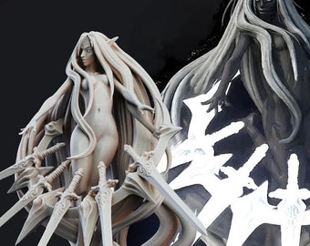 Female Drow Dark Elf Priestess Sorceress DnD miniatures compatible with 28mm 32mm minis | 20767