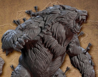 Giant Grizzly Kodiak Bear DnD Miniatures compatible with 28mm 32mm tabletop fantasy minis | 30228