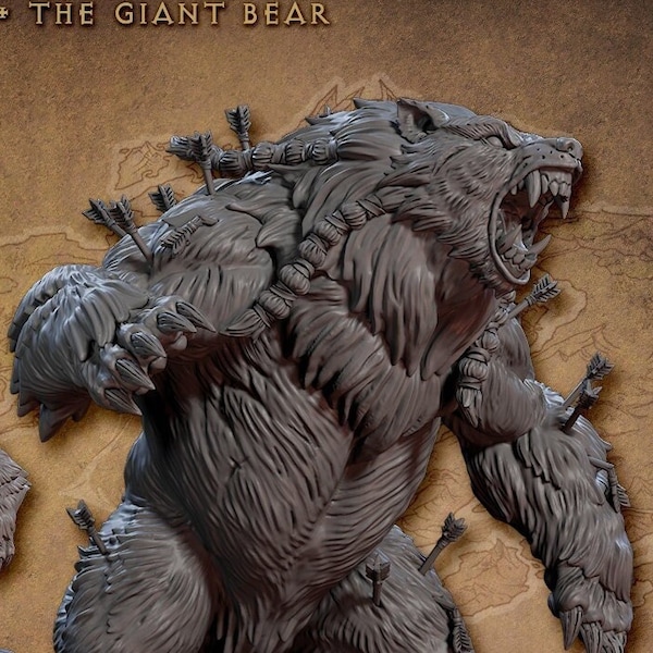 Miniature DnD di Orso Grizzly Kodiak gigante compatibili con miniature fantasy da tavolo da 28 mm e 32 mm / 30228