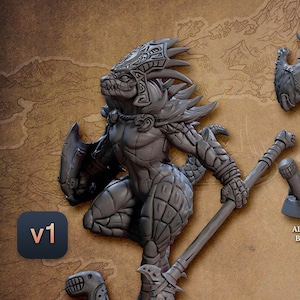 Lizardmen Lizardfolk Pin-Up Premium dnd Miniature Mini | Sexy Female Lizardman | Resin 3D Printed | 30164