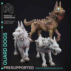 2x Guard Dogs | Premium 3D Printed Miniatures 28mm 32mm to 100mm |     dnd  21420