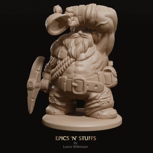 Dwarf Dwarven Miner | Premium 3D Printed Fantasy Tabletop Miniatures 28mm 32mm up to 100mm |    dnd  20127