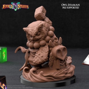 Shaman Owl Owlkin Premium dnd Miniature Mini | Resin 3D Printed | 28mm 32mm up to 100mm | 45217