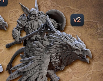 Dwarf Barbarian Fighter Rider B DnD miniatures compatible with 28mm 32mm fantasy minis | 30452