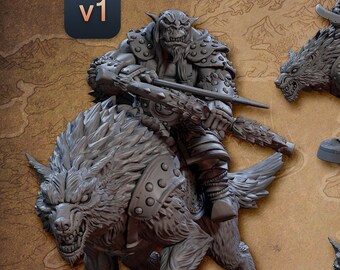 Orc Rider Marauder Ranger B DnD miniatures compatible with 28mm 32mm fantasy minis | 30223