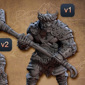 Orc Barbarian D Premium dnd Miniature Mini | Resin 3D Printed | 28mm 32mm up to 100mm | 30219