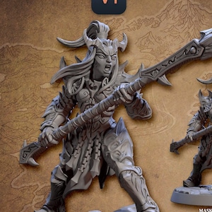 Female Tiefling Cleric Premium dnd Miniature Mini 28mm 32mm | Devil Demon Paladin Warrior Barbarian | Resin 3D Printed | 30091