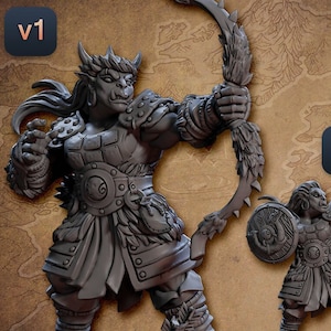 Female Orc Barbarian Archer Ranger E Premium dnd Miniature Mini | Resin 3D Printed | 28mm 32mm up to 100mm | 30220